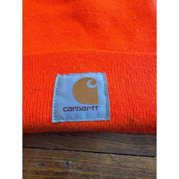 Carhartt Knit Watch Cap - Bright Orange Beanie Adult One Size - Picture 2 of 4